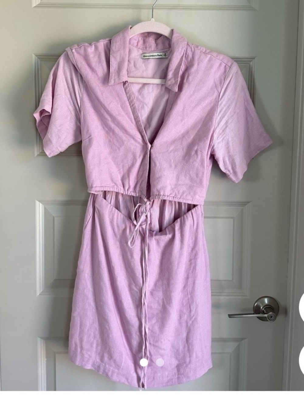 Abercrombie & Fitch Light Pink Cutout Tie-Front Mini Dress